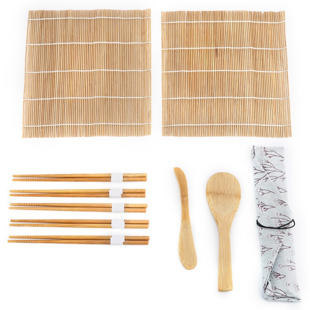 Sushi Making Kit - Set Peralatan Pembuat Sushi Kayu Portabel,