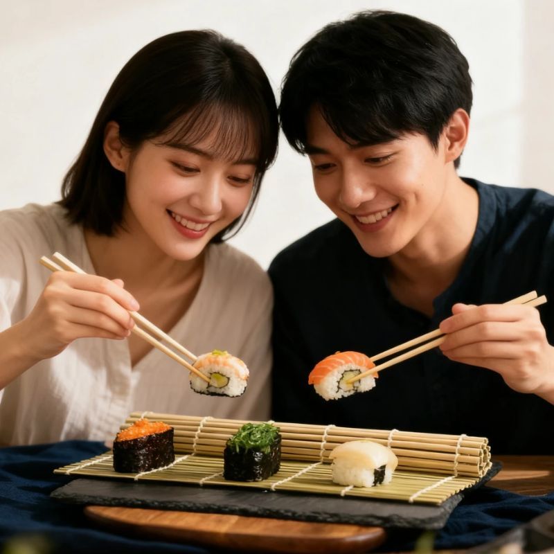Alas Sushi Bambu Alami Persegi - Sushi Making Kit ulasan dan harga