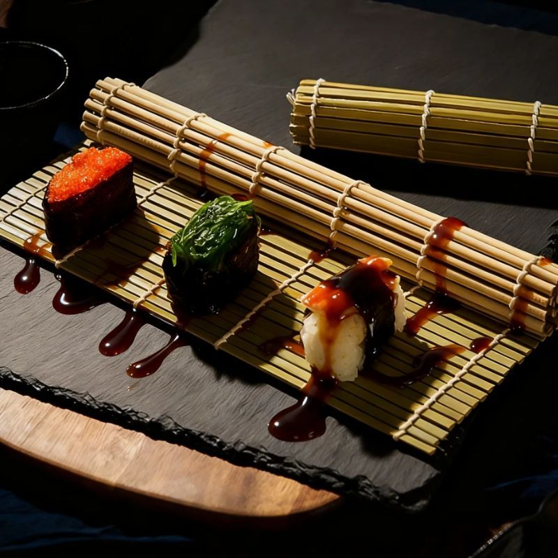 Alas Sushi Bambu Alami Persegi - Sushi Making Kit ulasan dan harga